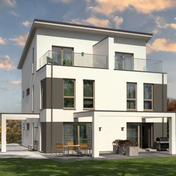 GEHOBENES DOPPELHAUS AUF 2,5 ETAGEN