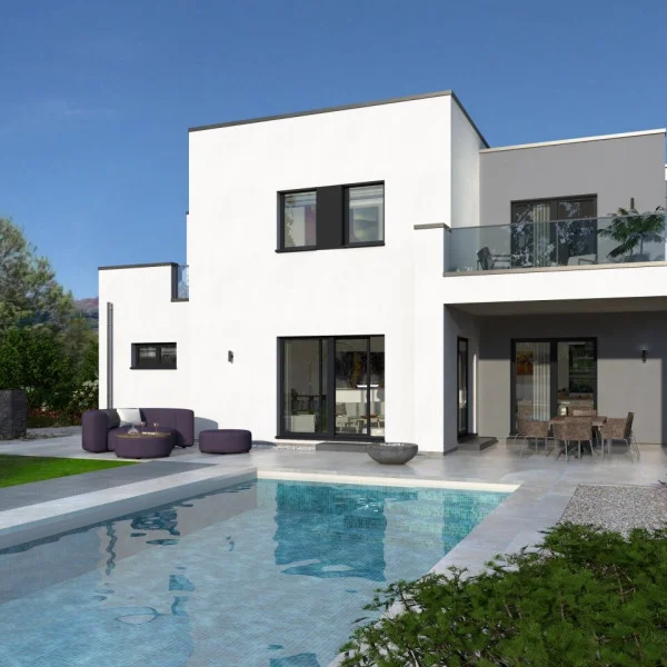 Ein­fa­mi­li­en­haus mit integriertem Carport**